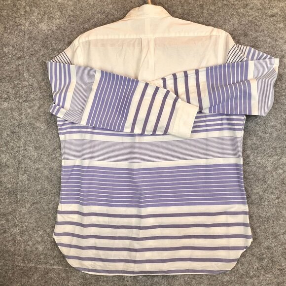 Ralph Lauren Mens XL White & Blue Striped Button Down Long Sleeve Dress Shirt - Picture 10 of 11
